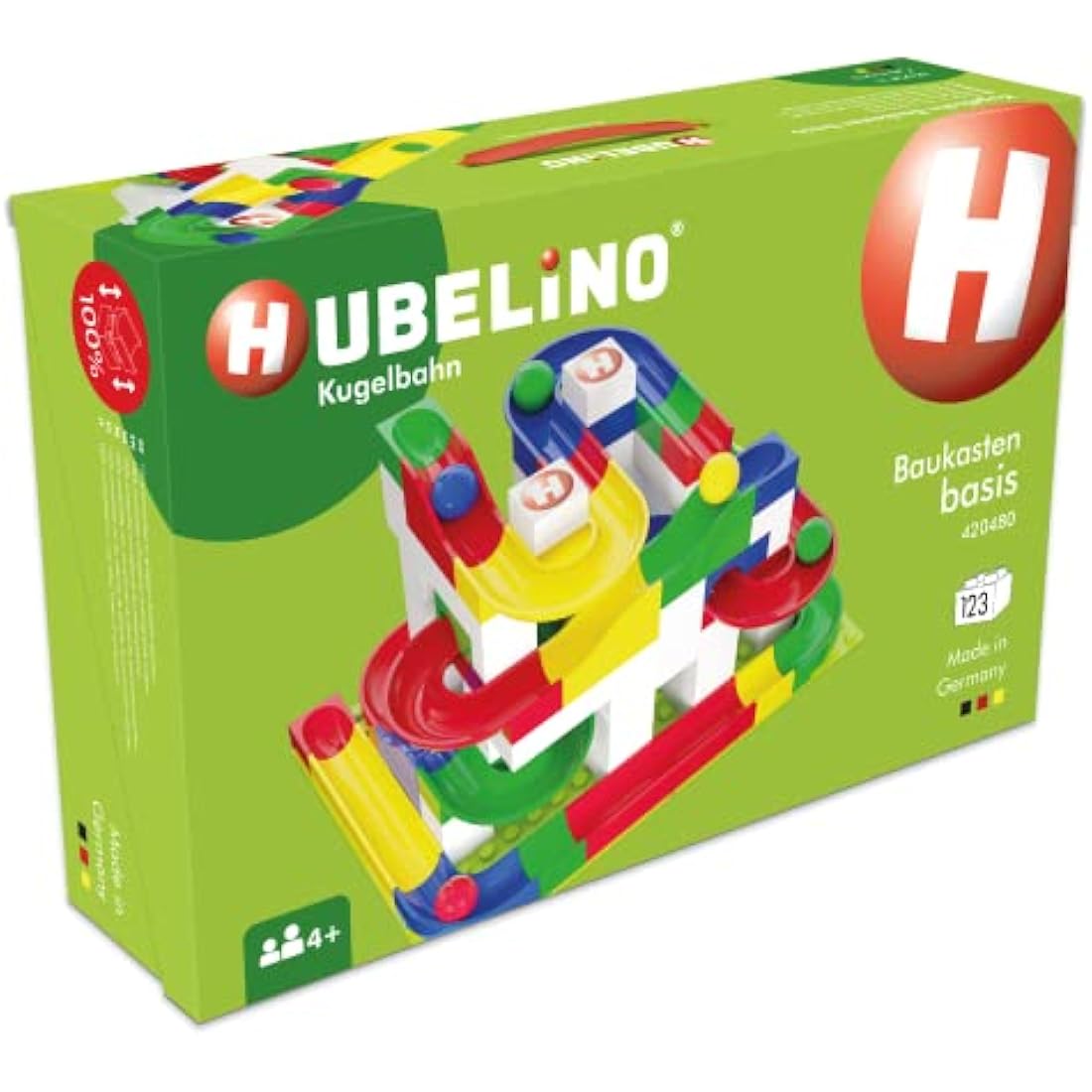 Hubelino Marble Run Basic Building Box – 123 Piece STEAM Construction Set