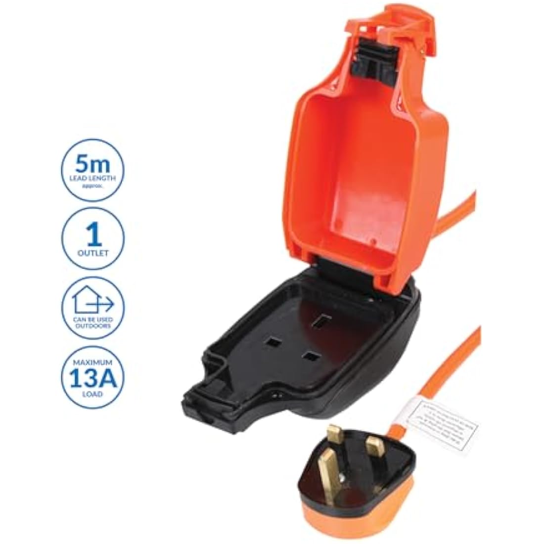 Pro Elec Outdoor Extension Lead – IP54 Weatherproof 1-Gang Socket, 5m