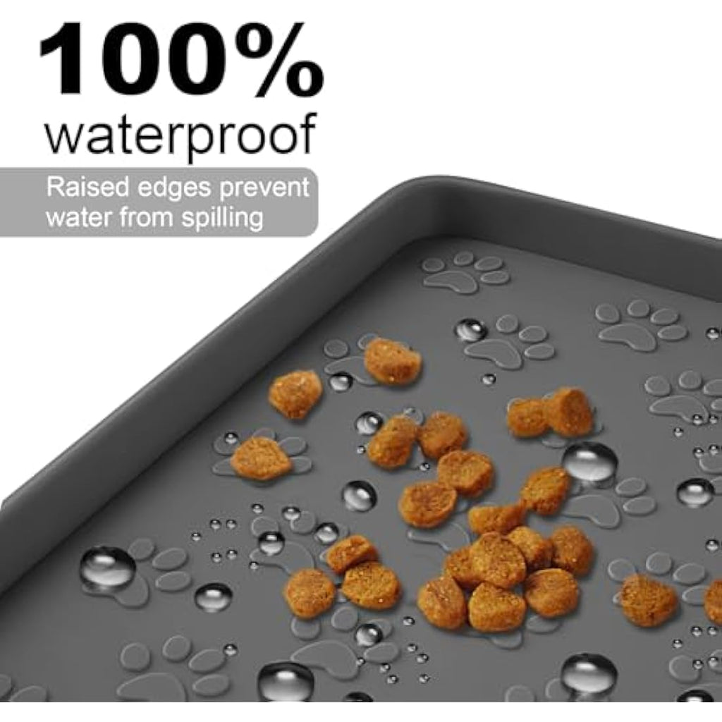 MOACC Silicone Pet Feeding Mat – Waterproof Non-Slip Dog Bowl Mat, Grey