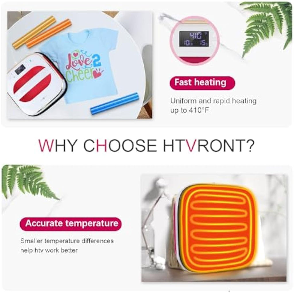 HTVRONT 10x10 Portable Heat Press Machine for T-Shirts & HTV - Raspberry