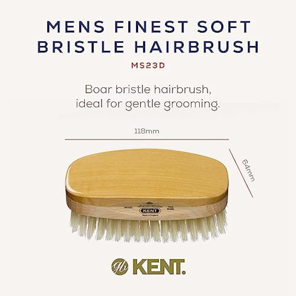 Kent MS23D Soft White Natural Bristle Satinwood Brush for Fine Hair