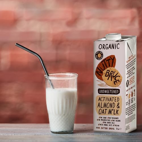 Nutty Bruce Activated Almond & Oat Milk – Organic Vegan Milk 1L (6 Pack)