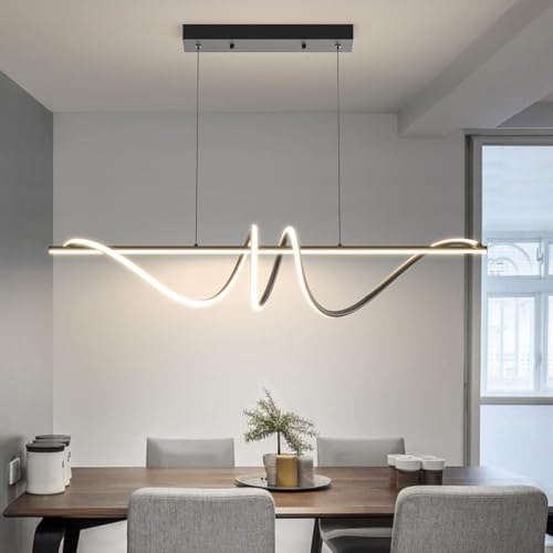 Mikeru Modern Spiral LED Pendant Light | Dimmable Black Kitchen Chandelier