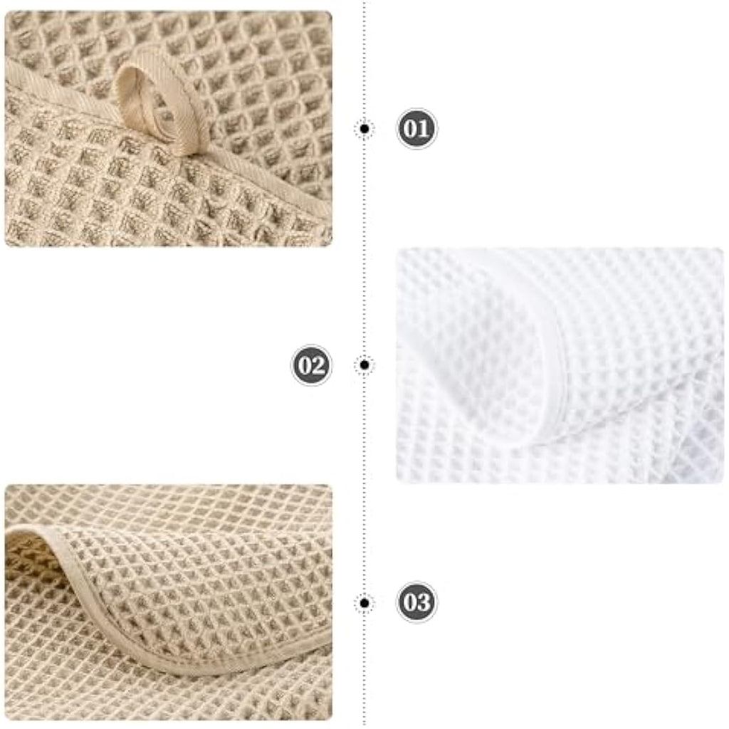 Polyte Microfiber Bath Towel Set – 6 Piece Quick Dry Waffle Weave