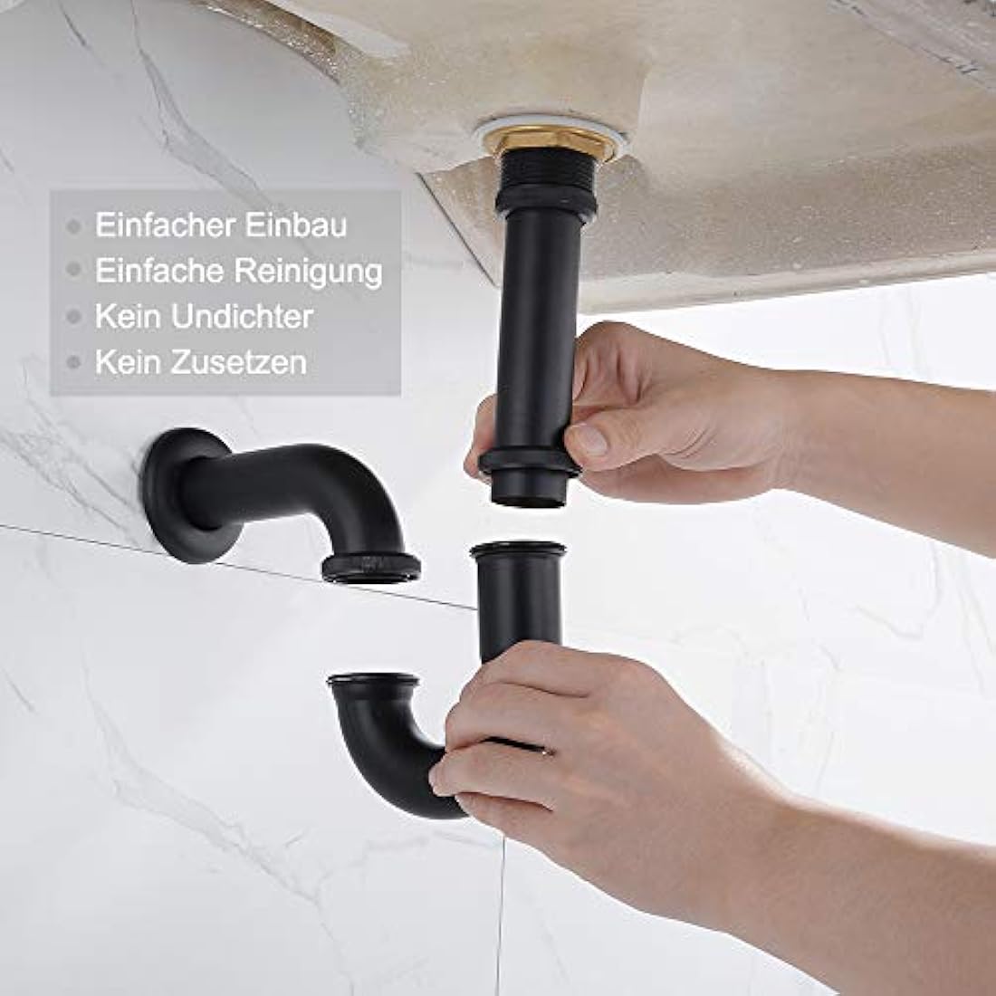 Jolof Store Brass Universal Sink P-Trap with Extension Tube, Matte Black