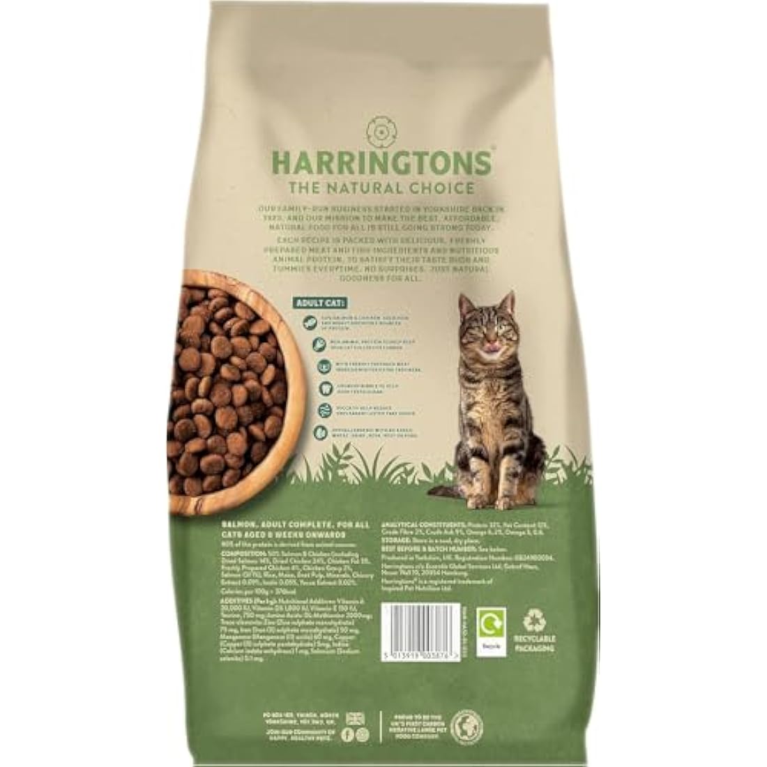 Harringtons Salmon Dry Adult Cat Food – Natural Ingredients – 4 x 2kg