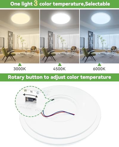 Zemty 2-Pack 29W LED Ceiling Light | 3-Color Flush Mount Round 30cm