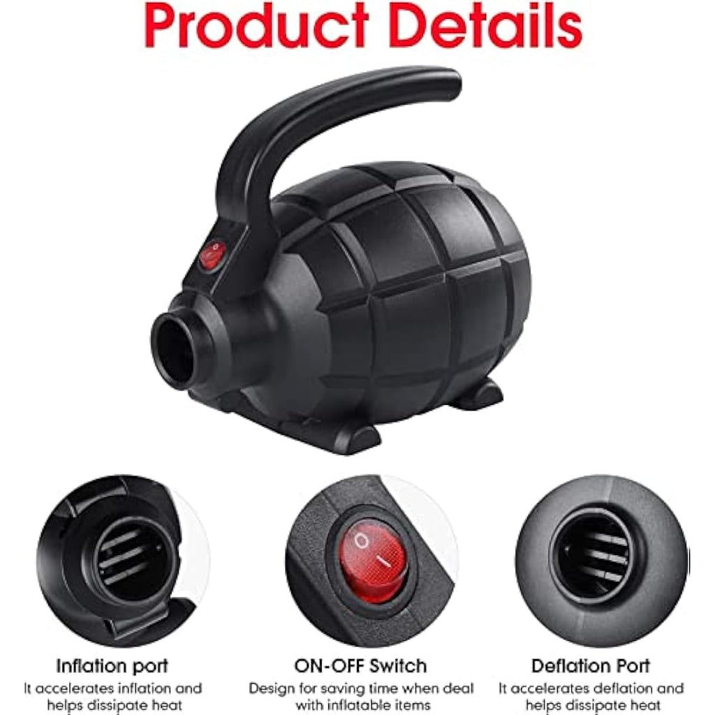 PPXIA Electric Air Pump – 500W Portable Quick-Fill Inflator with 4 Nozzles