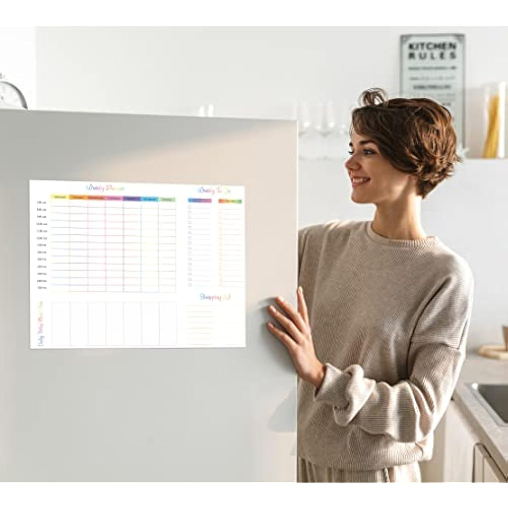 Magnetic Weekly Whiteboard Fridge Planner with 8 Markers