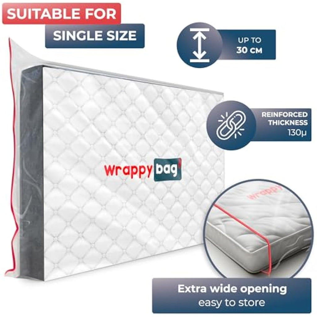 Wrappybag Single Mattress Bag for Moving - Waterproof Storage Case - 2 Pack