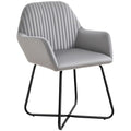 HOMCOM Modern Grey Velvet Accent Chair | Upholstered Armchair with Metal Base