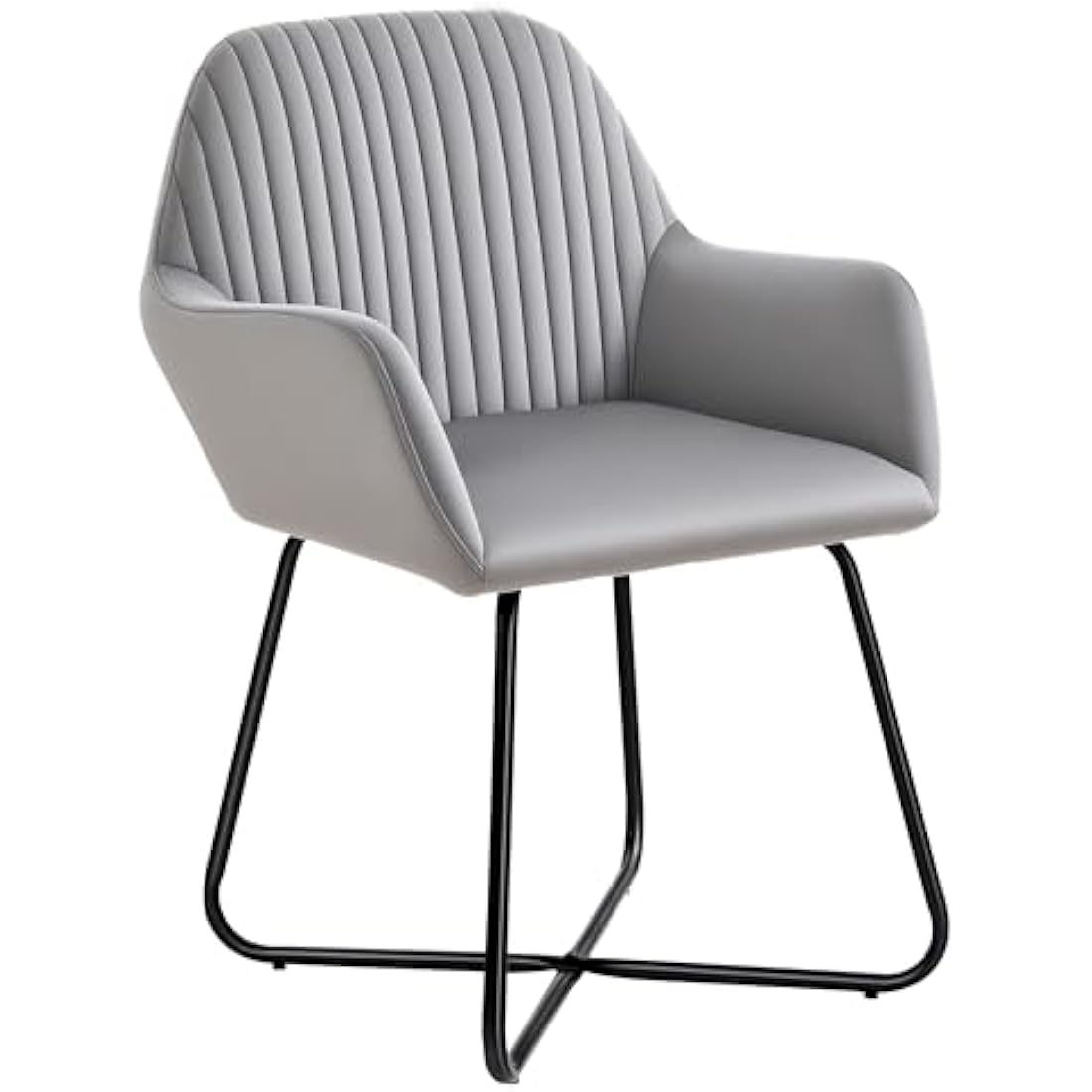 HOMCOM Modern Grey Velvet Accent Chair | Upholstered Armchair with Metal Base
