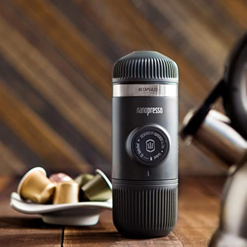 WACACO Nanopresso Portable Espresso Maker | NS Adapter & Ground Coffee