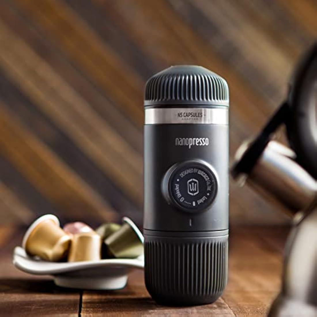 WACACO Nanopresso Portable Espresso Maker | NS Adapter & Ground Coffee
