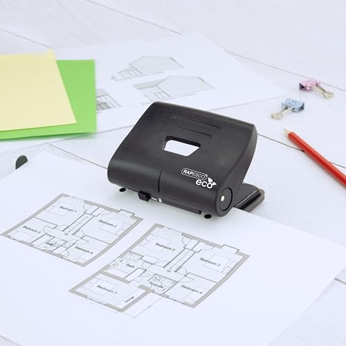 Rapesco ECO 2-Hole Punch | 22 Sheet Capacity | Black, Pack of 3