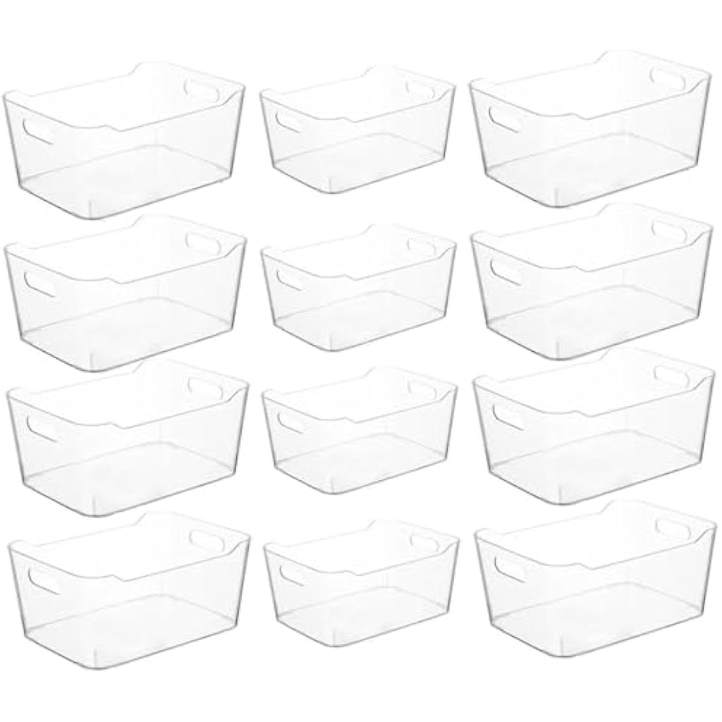 Jolof Store 12-Piece Clear Plastic Storage Bins for Kitchen & Makeup