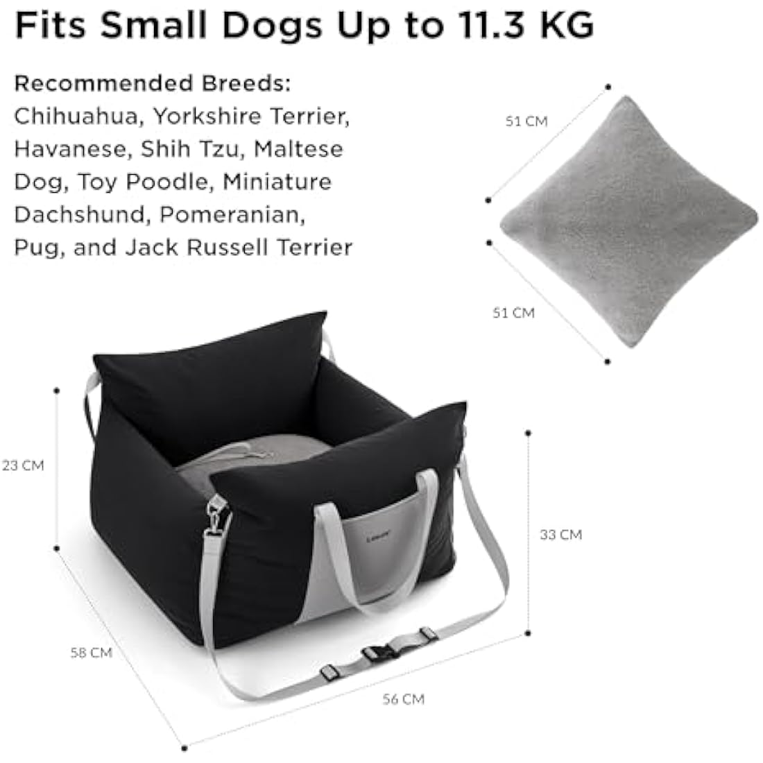 Lesure Dog Car Seat – Waterproof Memory Foam Booster Seat for Medium Dogs
