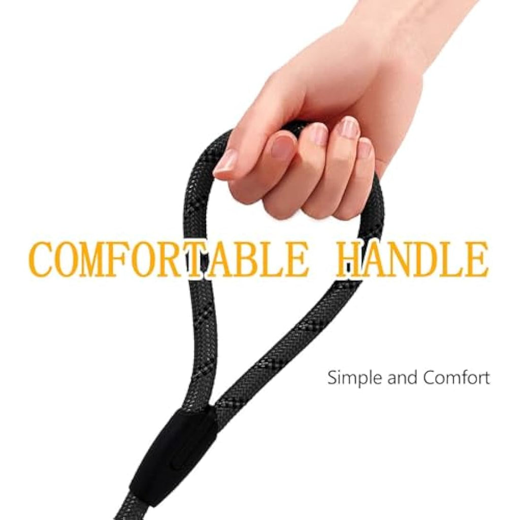 Aitodos 1.8m Reflective Rope Dog Lead | Anti-Pull Training Leash - Black