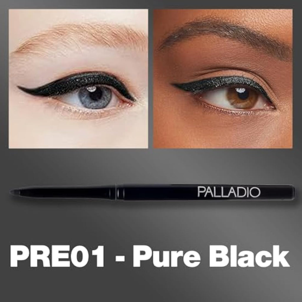 Palladio Waterproof Retractable Eyeliner – Pure Black Long-Wear 21g