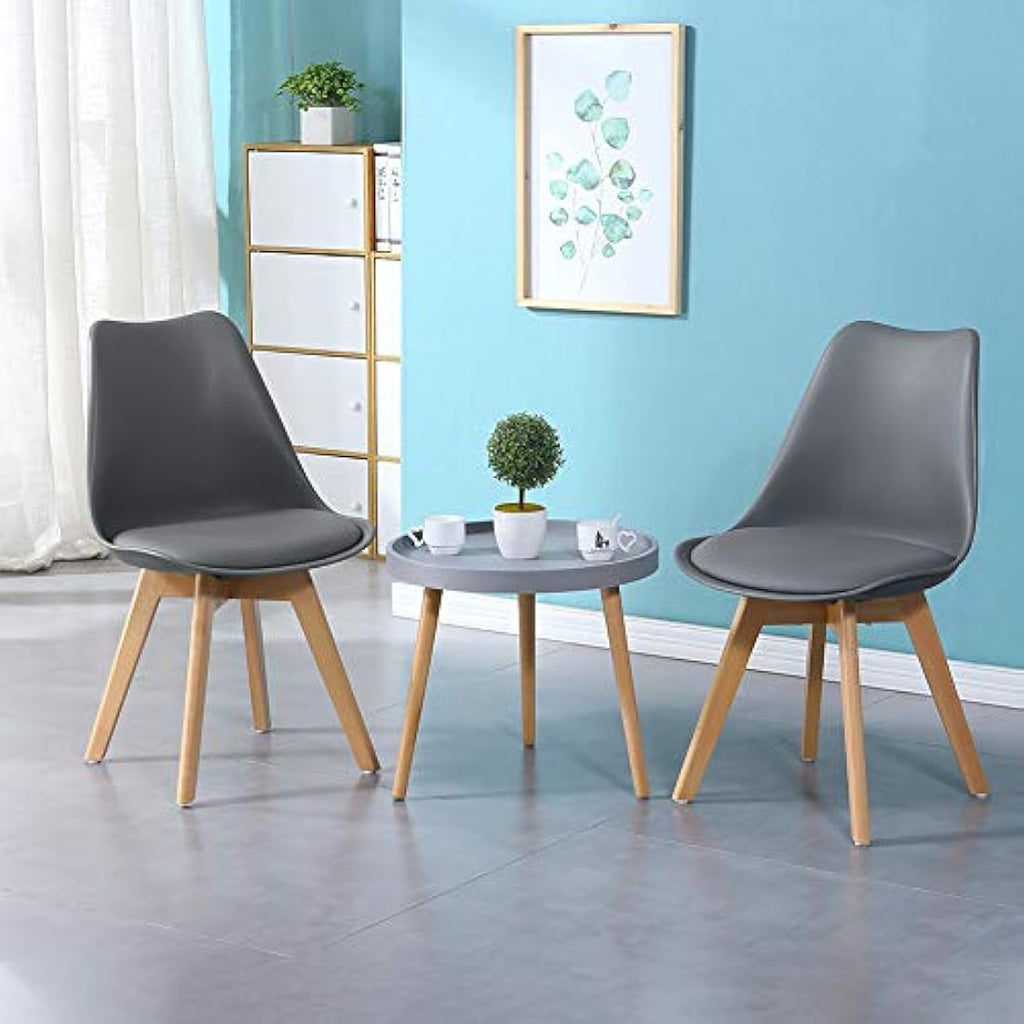 Jolof Store Grey Dining Chairs Set of 2 - Upholstered PU Leather