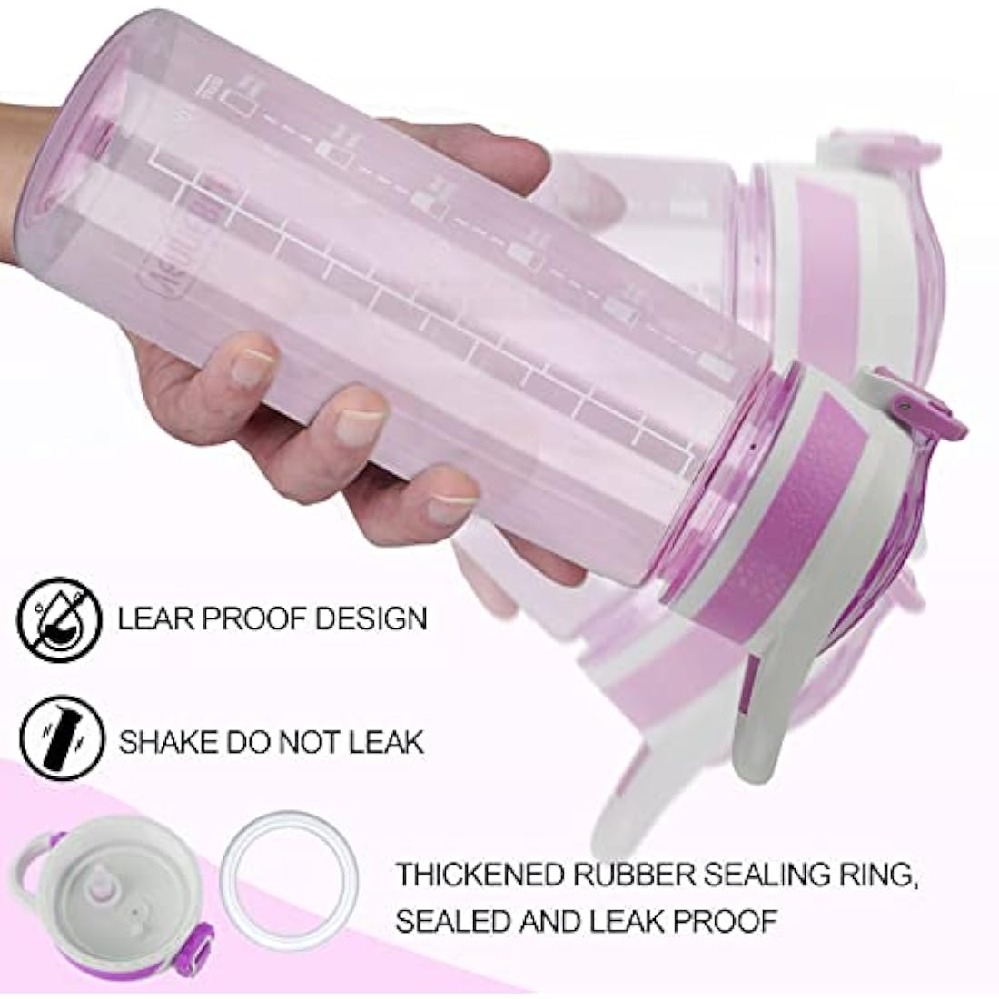 VENNERLI 800ml Tritan Sports Water Bottle with Straw and Time Marking