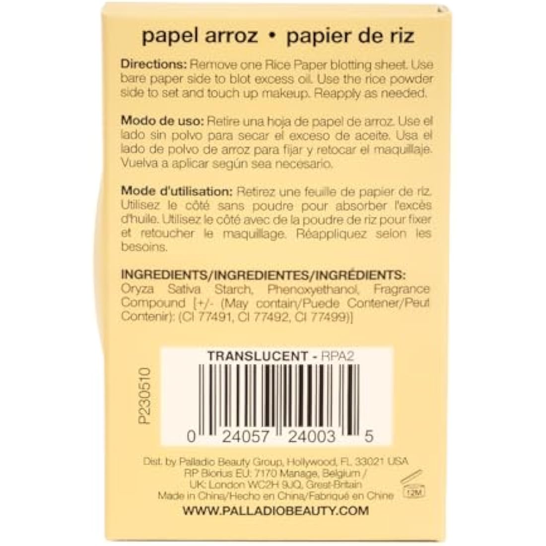 Palladio Rice Paper Blotting Sheets – Oil Absorbing Face Tissues, 40 Count