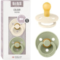 BIBS Colour Pacifier 2-Pack | Natural Rubber Latex, Size 1, Ivory/Sage