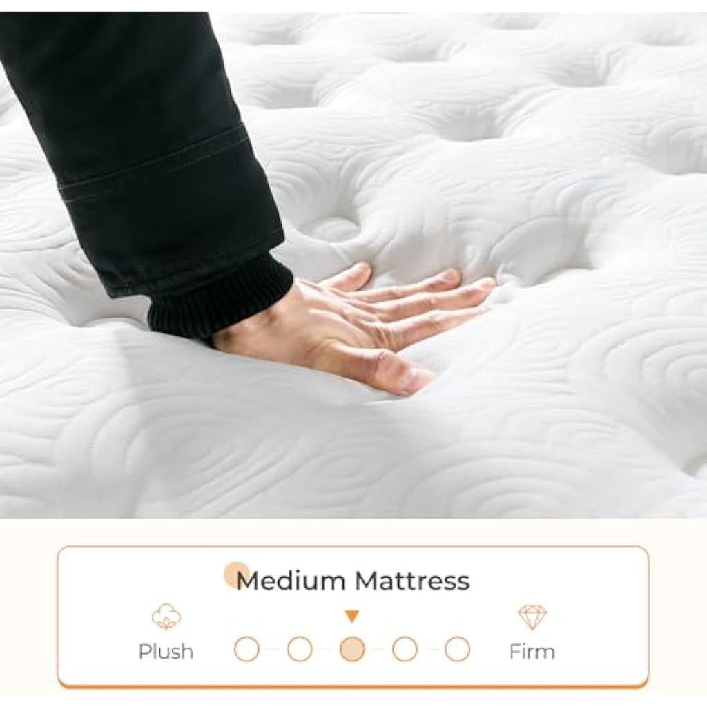 Vesgantti 3FT Single Mattress | 10.6 Inch Hybrid Pocket Sprung Pillow Top