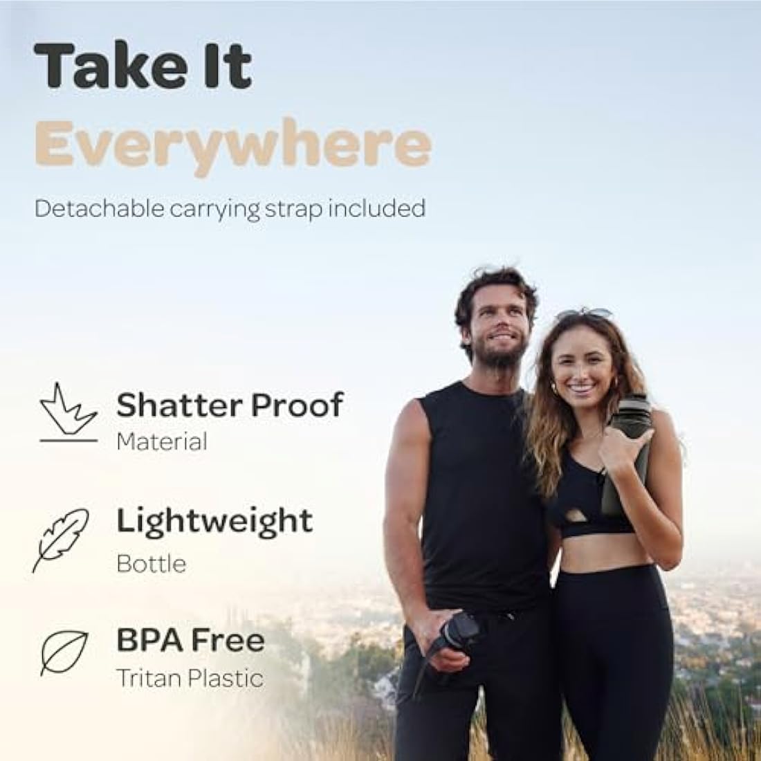 Hydracy 1L Water Bottle with Time Marker | BPA Free Fruit Infuser Bottle