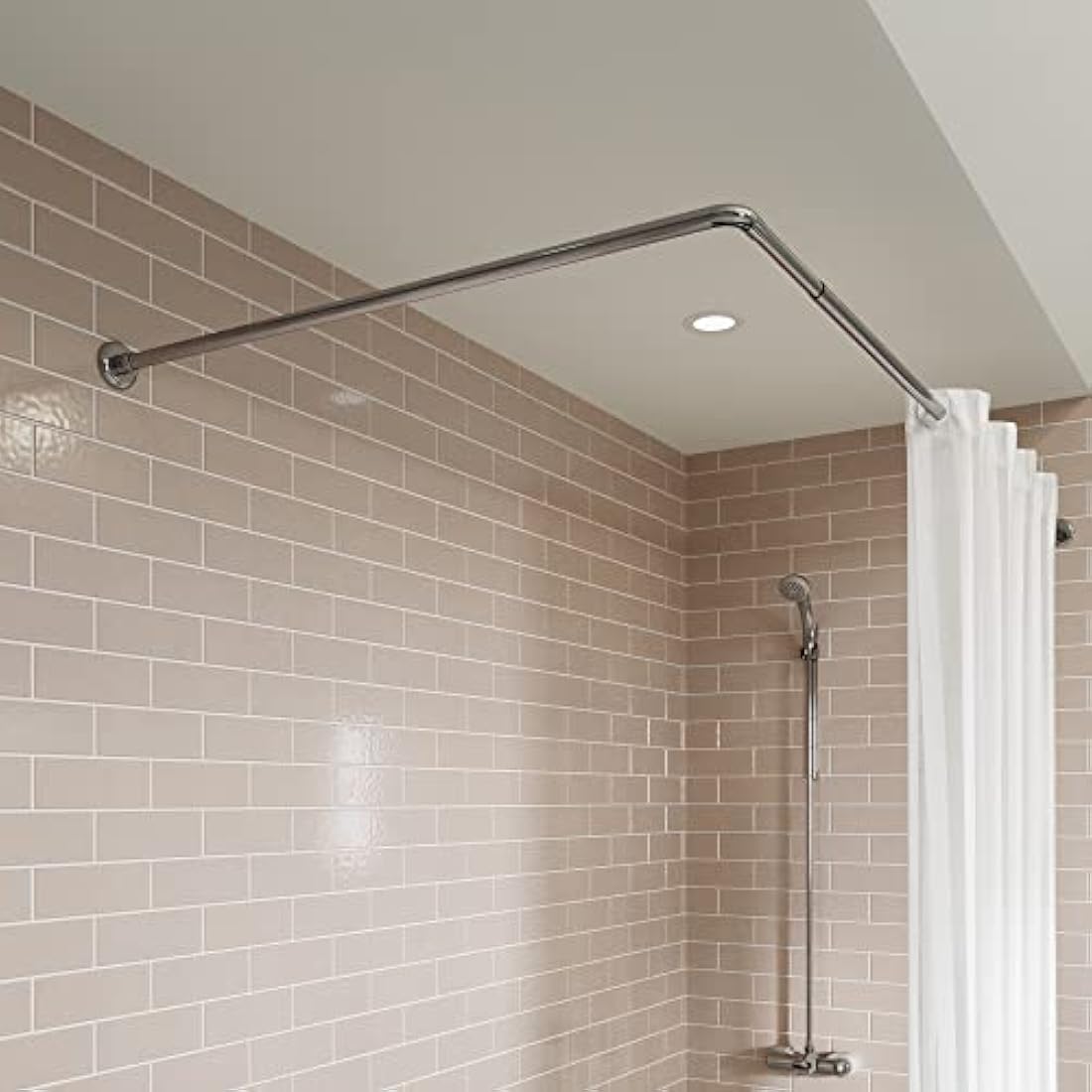 Croydex L-Shaped Telescopic Shower Curtain Rail - Chrome 1400-2600mm