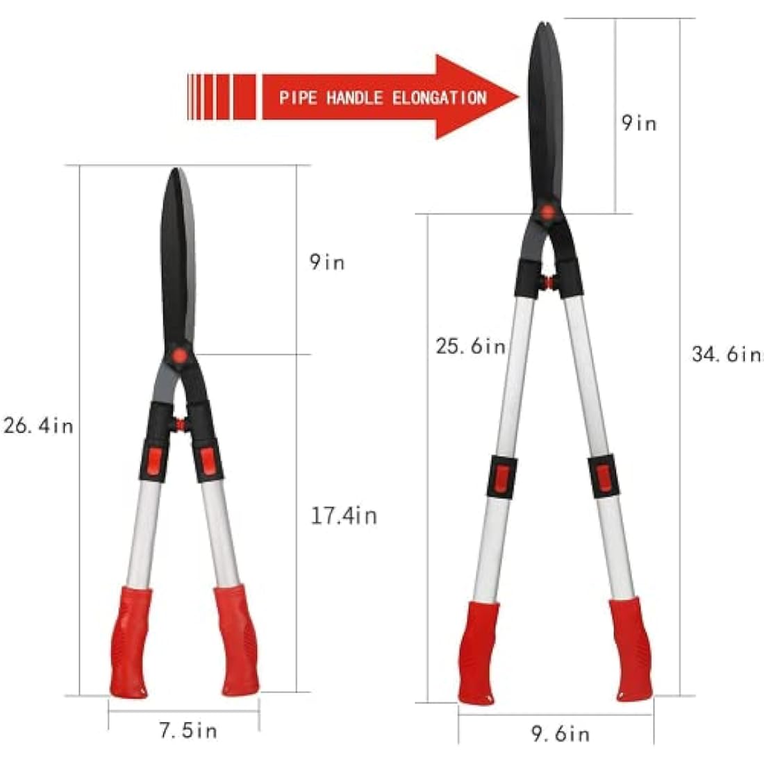 GARTOL Telescopic Hedge Shears | SK5 Carbon Steel Wavy Blade Garden Tool