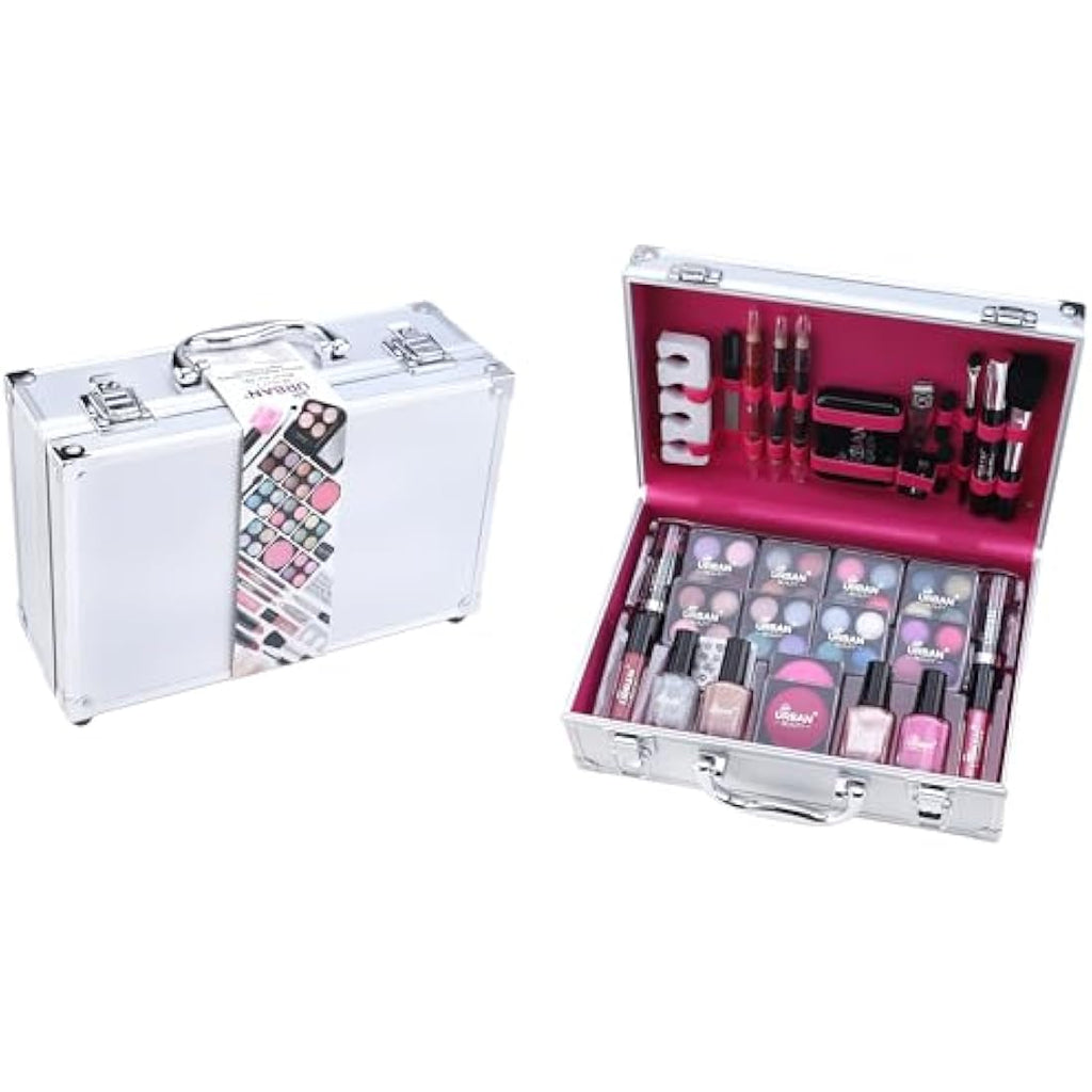 Love Urban Beauty 60-Piece Vegan Makeup Set – Silver Travel Case