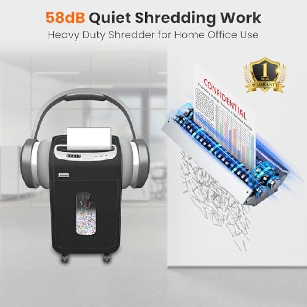 VidaTeco 20-Sheet Cross-Cut Paper Shredder – 60-Min Heavy Duty Office