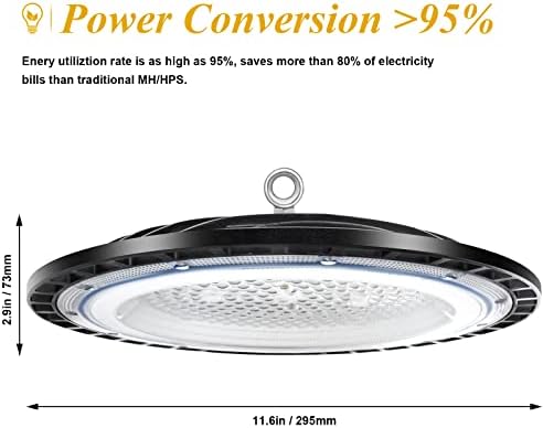 TODEHI 150W UFO LED High Bay Light | 15000LM IP65 Shop Lights - 4 Pack