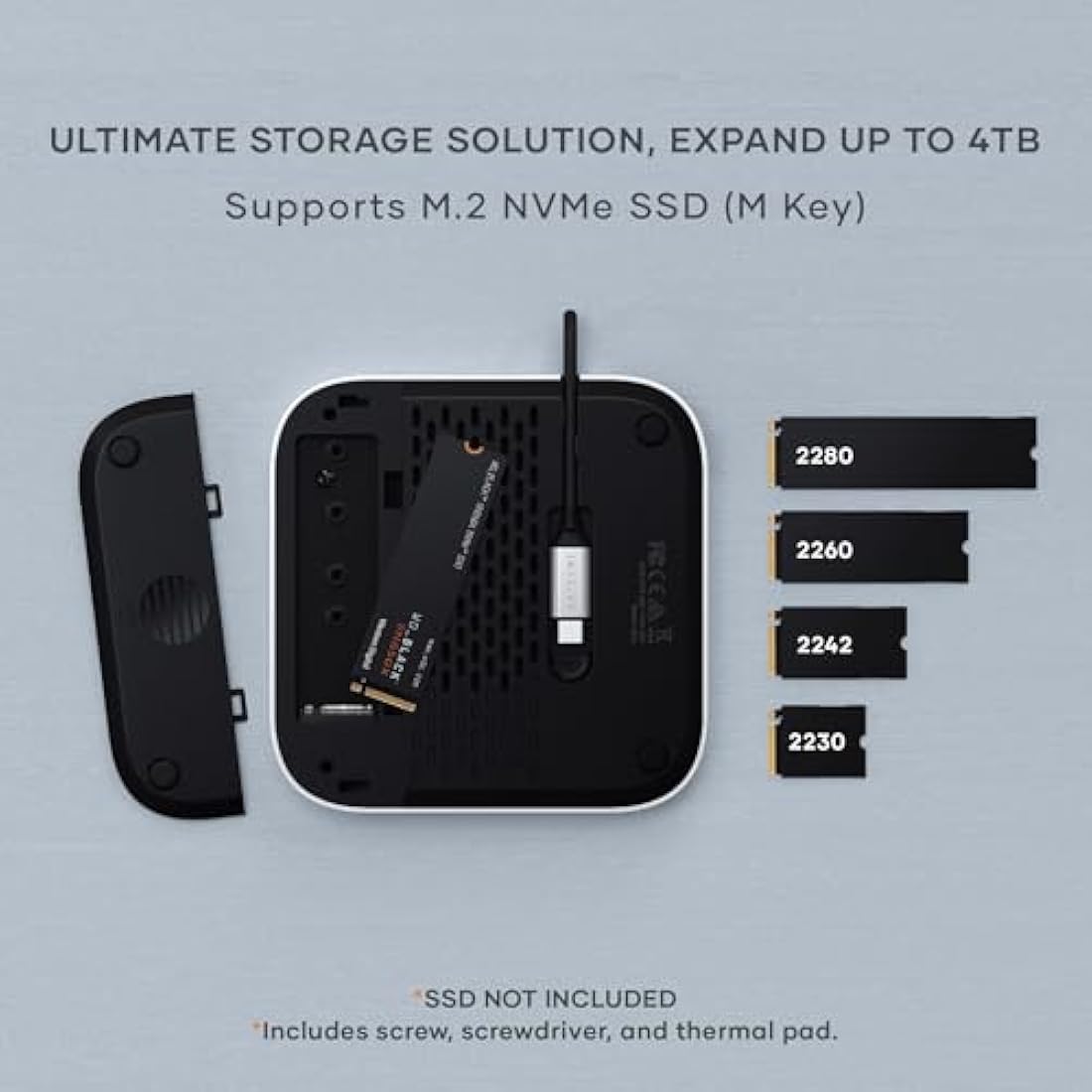 Satechi Mac Mini M4 Hub & Stand with NVMe SSD Enclosure - Silver