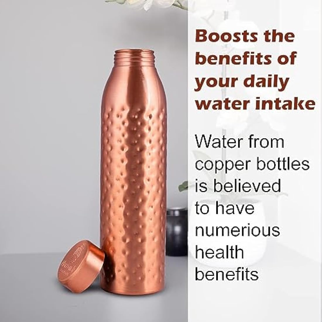 Hammered Copper Water Bottle 1L - Ayurvedic Vessel (6 Pack)