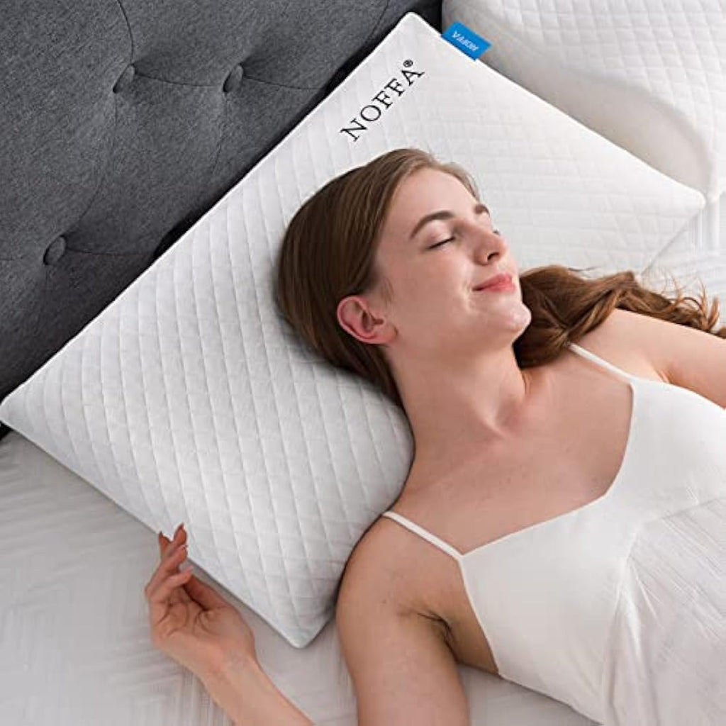 NOFFA Thin Memory Foam Pillow – 2.4” Low Profile for Stomach Sleepers