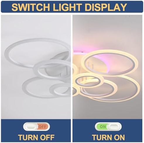 ZAITINZ Modern LED Ceiling Light – 8-Ring 80W Dimmable Acrylic Chandelier
