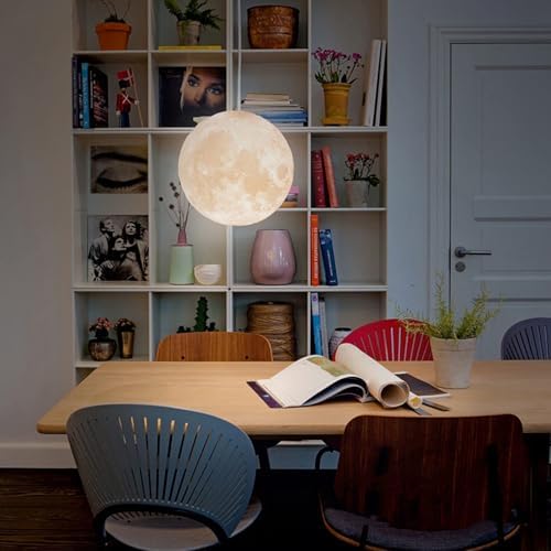 KRUIHAN 3D Printed Moon Pendant Ceiling Light – 30CM PLA Moon Lamp