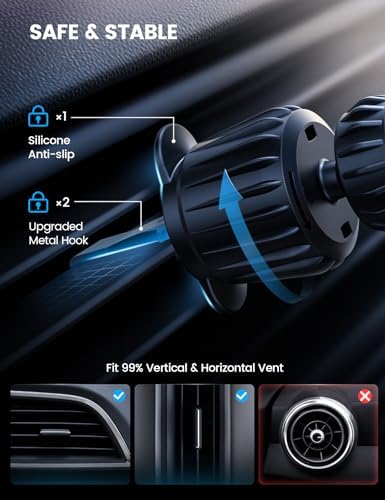 Lamicall MagSafe Car Mount – HD Glass Magnetic Air Vent Phone Holder