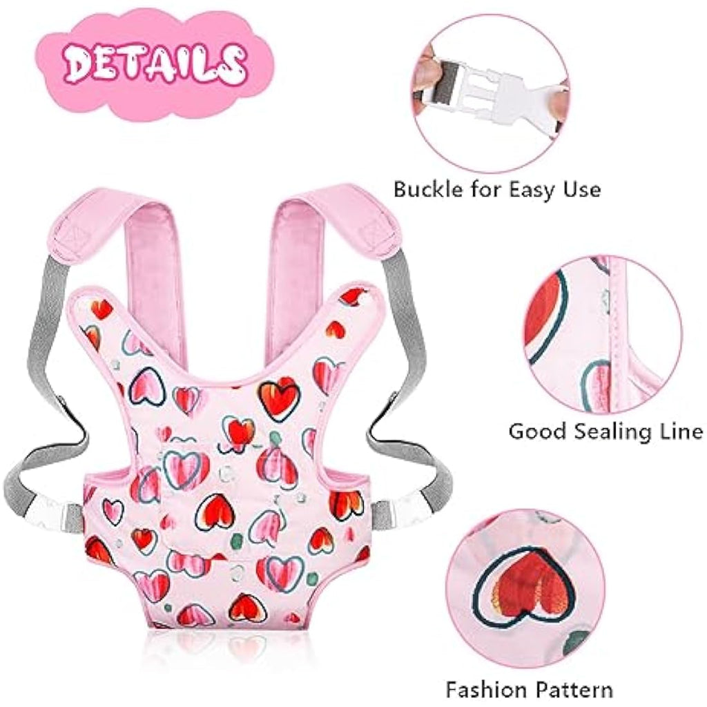 Aolso Baby Doll Carrier | Adjustable Cotton Front & Back Toy Seat - Pink
