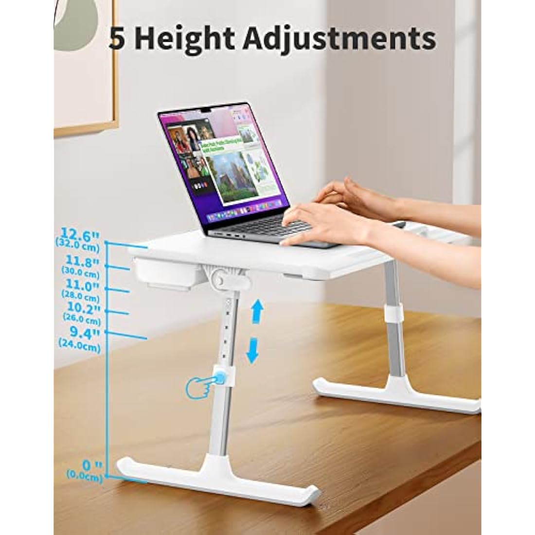 SAIJI Laptop Bed Tray Table | Adjustable Height & Angle Folding Lap Desk