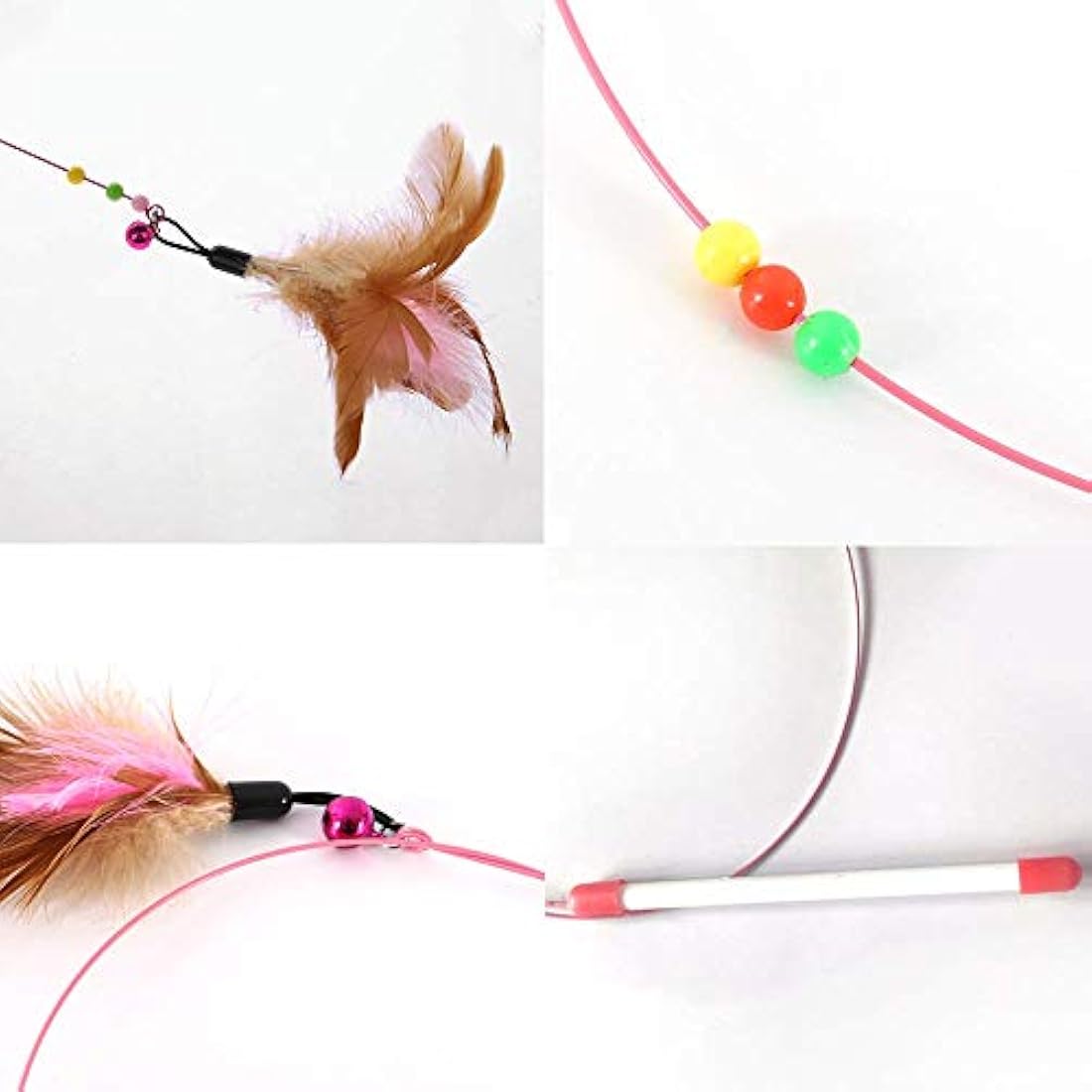 SLSON Interactive Feather Cat Teaser Wand with Bell and Flexible Wire