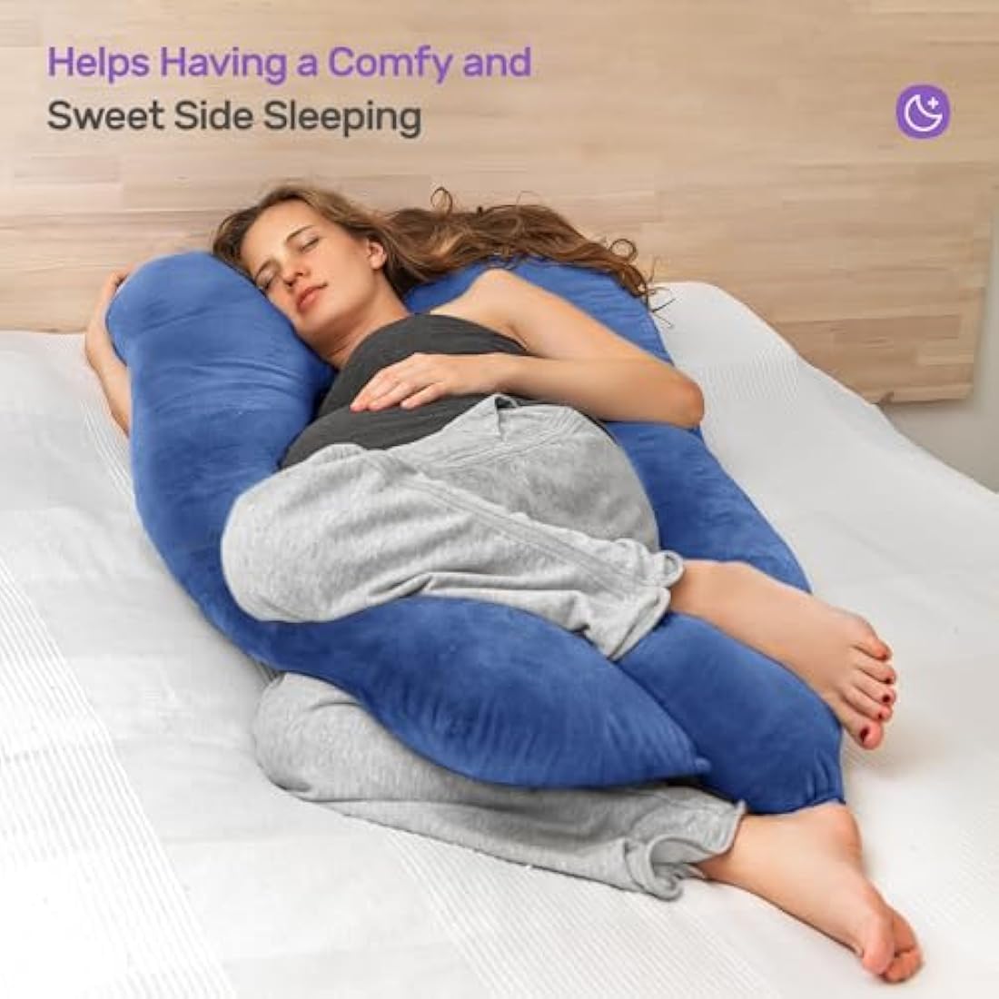 Nuliie U-Shaped Pregnancy Pillow – Full Body Support Velvet Cover