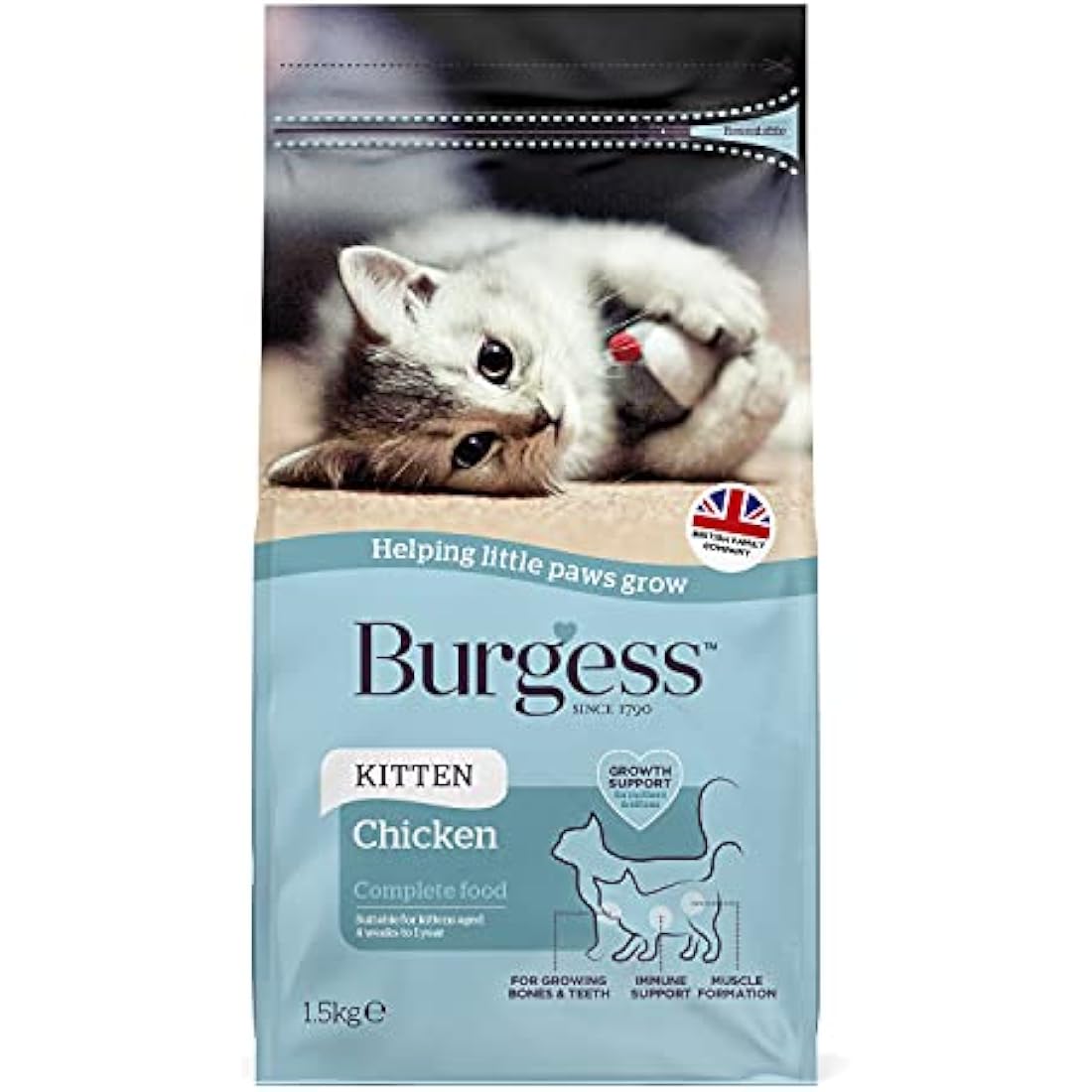 Burgess Chicken Dry Kitten Food – Growth & Immune Support, 1.5 kg
