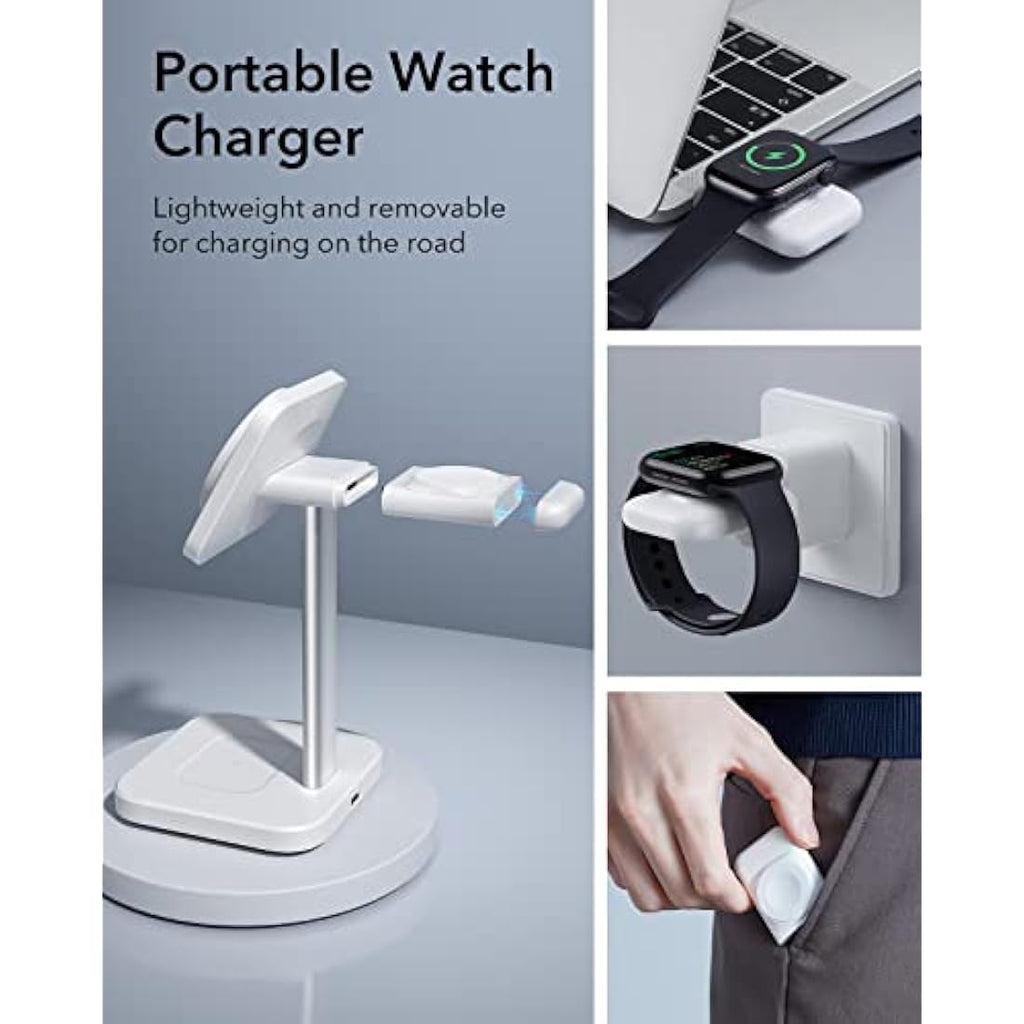 ESR 3-in-1 MagSafe Wireless Charger Stand for iPhone & Apple Watch – White