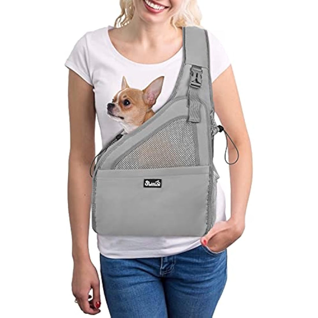 Nasjac Small Dog Sling Carrier – Breathable Mesh Hands-Free Travel Bag