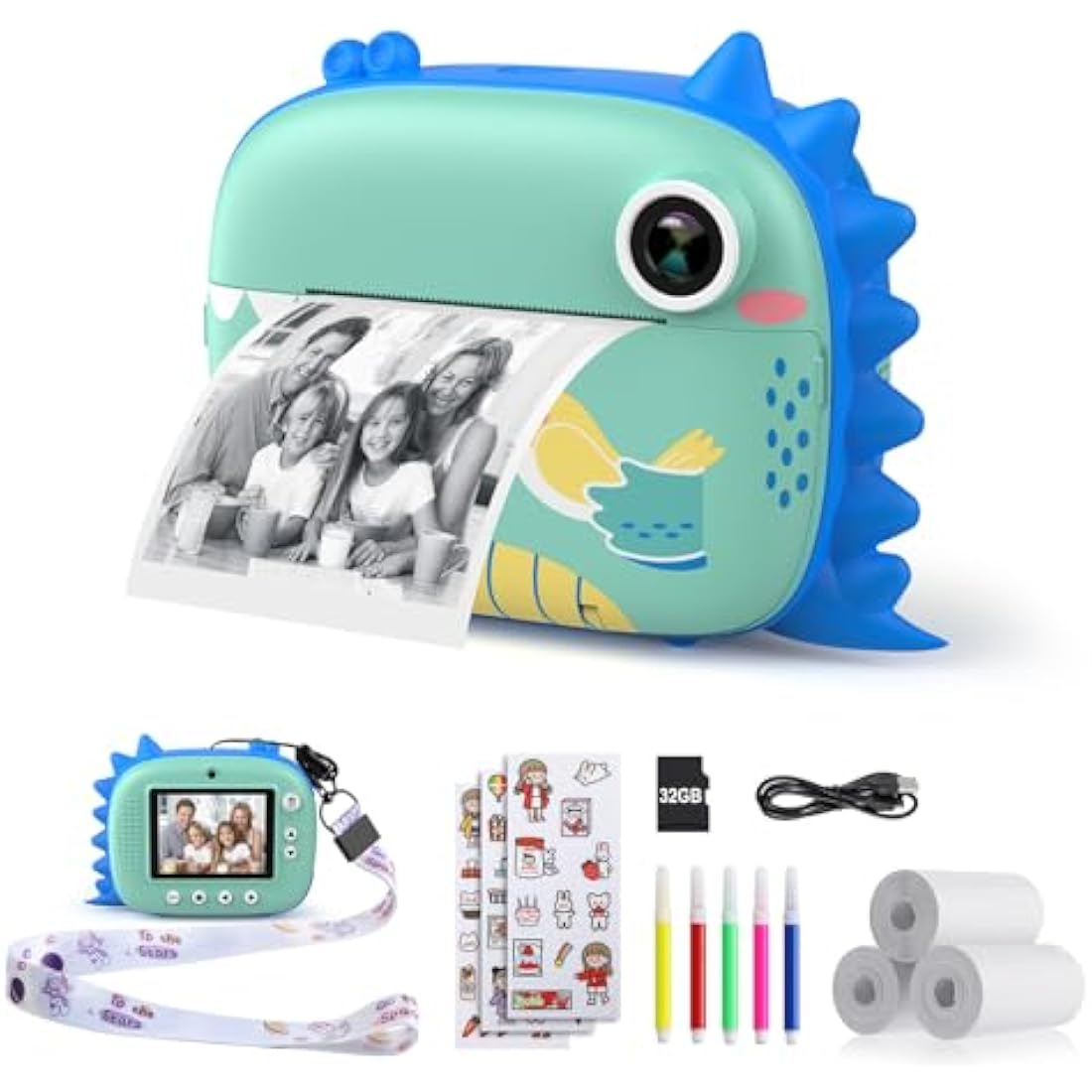 HiMont Kids Instant Print Camera | 20MP Digital Selfie Camera with 32GB Card