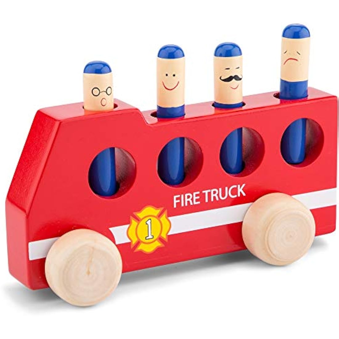 New Classic Toys Wooden Pop-Up Fire Truck – FSC Certified Red Toy