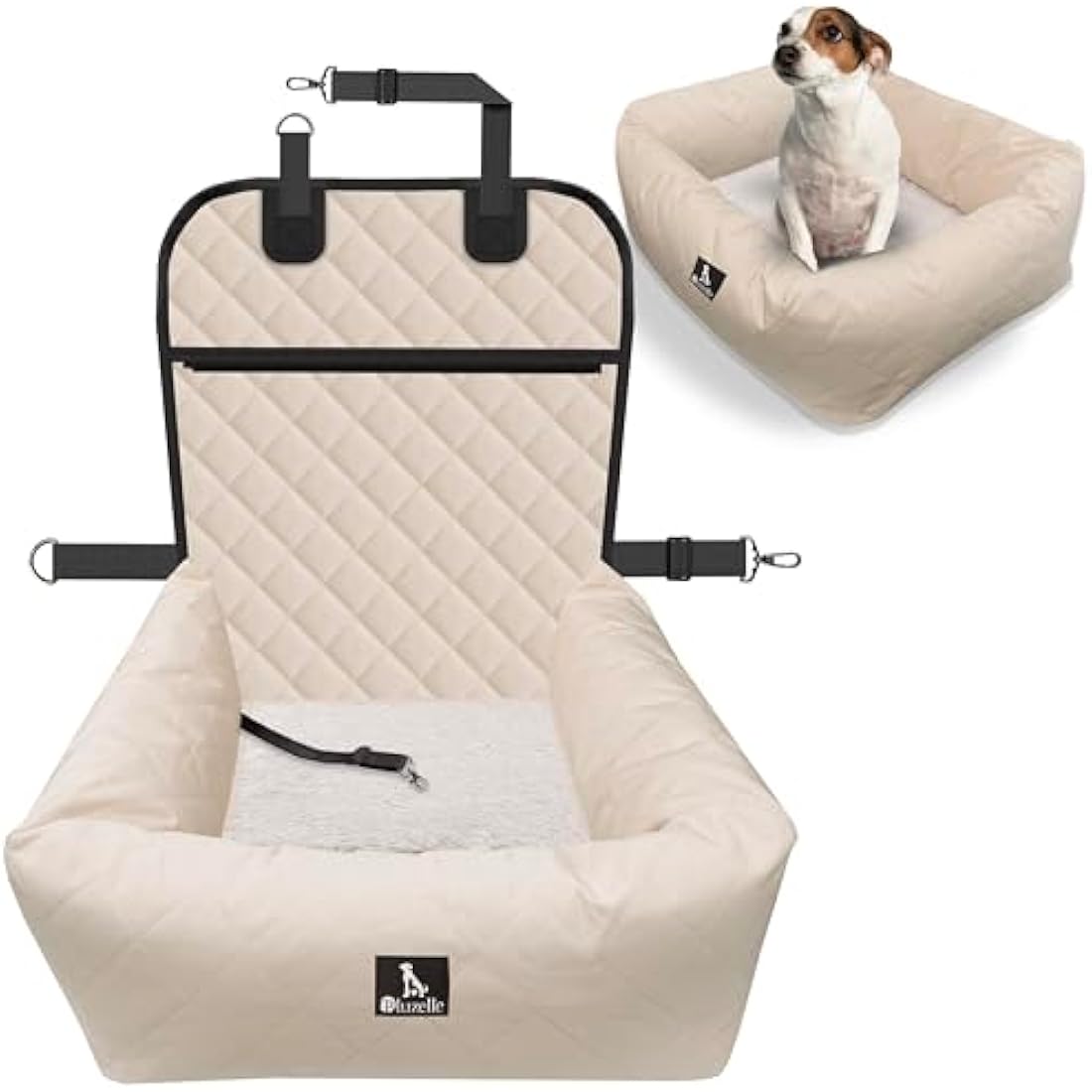 Bluzelle 2-in-1 Dog Car Seat & Travel Bed | Waterproof Oxford - Beige